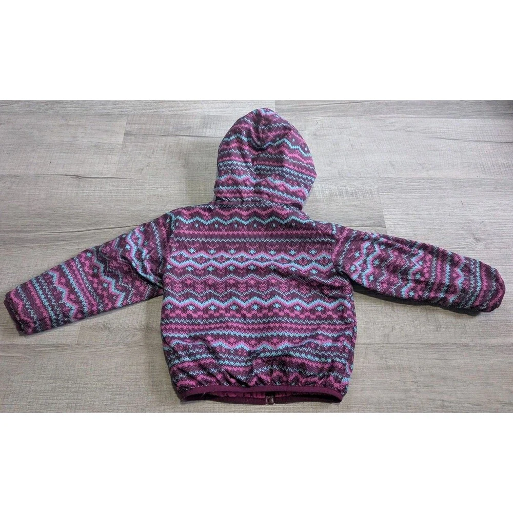 The North Face Baby Reversible Jacket Aztec Girls Sz 12-18 Months Purple